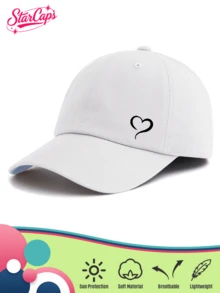 1 Pc Unisex Classic Solid Baseball Cap - Minimalist Hand-Drawn Heart Graphic Print - Multi-Color Options Available - Adjustable Low Profile Sun Hat For Valentines Day, Couples & Casual Daily Wear,Summer,Beach - Love - View 7
