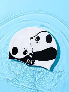 361degree 361°泳帽，可爱熊猫造型，内里防滑颗粒，有效防摔，硅胶材质，防水，时尚又可爱 - 黑與白 - 查看 3