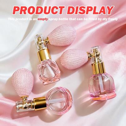 1pc Refillable Pink & Gold Glitter Powder Spray Bottle (DIY Refill Bottle), Pump Perfume Spray Bottle, Portable Travel Spray Bottle, 3 Bottle Designs, Compact & Lightweight, Convenient For Carrying, Holiday Gift