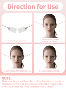 18pcs Invisible Lift And Tighten Transparent Tape With 4 Adjustable Elastic Bands, Instantly Tightens Neck, Jawline And Double Chin, Reusable, Fragrance-Free - Multicolor - View 8