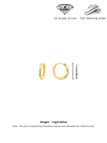 Bông tai hình nhẫn Mobius tối giản bằng bạc Sterling 925 đính đá Cubic Zirconia, dài 1.7cm, thích hợp để đeo khi đi làm. - Nhiều màu - Xem 2