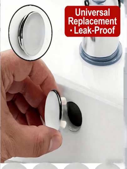 Universal Bathroom Sink Overflow Ring Replacement Cover, Round Drain Cap, Wash Basin Overflow Hole Decorative Cover, Leak-Proof & Anti-Clog Accessory