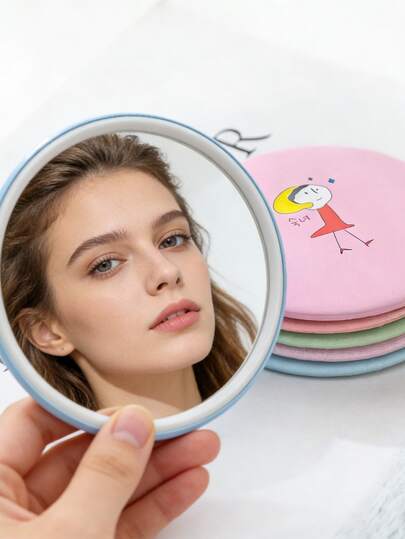 10/20pcs/Set Cartoon Round Compact Mirrors, Random Color & Style, High-Quality Portable Makeup Mirror, Lightweight Scratch-Resistant, Ideal For Dorm, Car, Girlfriend Gift