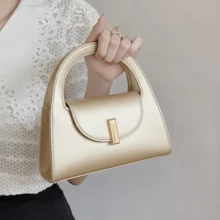Women's Mini Structured Fashion Bag With Removable And Adjustable Long Strap, Fits A Cell Phone - Gold - View 3