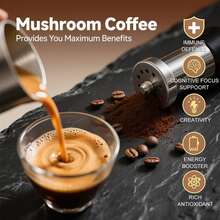 RYZ/E/Lions Mane & Turkey Tail Mushroom Coffee – Dark Roast With 6 Adaptogens & Prebiotics – Instant Coffee For Energy, Focus & Digestion – 30 Servings - 兩件 - 查看 5