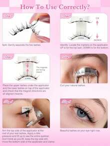 9 Pairs Transparent Band False Eyelashes, Cat Eye Style Short Soft 3D Mink Lashes, Natural Makeup Look (F36) - Black - View 6