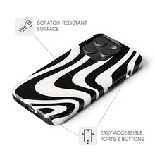 Y2K / Dopamine Style Black Wavy Pattern Phone Case - Compatible With IPhone 17, 16, 15, 14, 13, 12, 11 Pro Max, Galaxy S25, S24 Ultra, And Other Models - Black - View 3