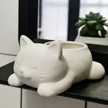 3D Printed Cat & Succulent Planter, Cute Cat Tail Shaped Flower Pot, Suitable For Indoor Small Plants, Mini Cactus Container, Office Desk Home Decor, Unique Gardening Gift For Cat Lovers - A - View 12