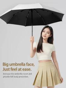 1 buc umbrelă neagră complet automată cu 16 nervuri, umbrelă cu protecție solară rezistentă la vânt, umbrelă compactă pliabilă invers, blocare UV, umbrelă de afaceri pentru o persoană, pentru școală, birou, uz casnic - multicolor - Vizualizare 11