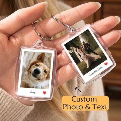 Llavero acrílico personalizado con foto y texto, llavero personalizado, llavero de pareja, llavero con foto, regalo del Día de San Valentín, regalo de cumpleaños, regalo de aniversario, regalo de pareja