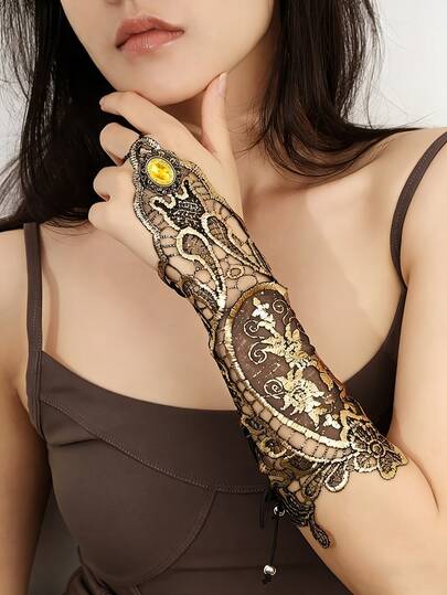 Personalized Retro Lace Bracelet, Finger-Link Arm Design, Perfect For Birthday Parties, Music Festivals, Carnivals, And Various Gatherings, A Must-Have Fashion Accessory For Women, Ideal Holiday Gift For Family And Friends