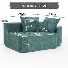 Comfortable 2-Seater Sofa, No Assembly Required, Plush Sofa With Cushions And Side Pockets, Green - Green - View 2