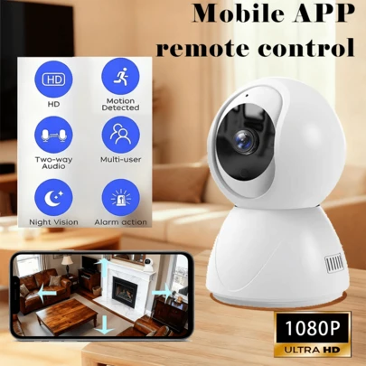 1080P Smart Spherical Security Camera - 355° Panoramic View, Motion Detection, Color Night Vision, Alarm Notification And Two-Way Audio, USB Powered