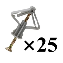 25/50 Sets Hollow Wall Anchor Bolt Kit With Screws, Self-Drilling Hollow Wall Anchors, 50 Sets Grey Butterfly Hollow Wall Expansion Anchors With Self-Drilling Galvanized Screws, Suitable For Drywall Mounting - A - View 12