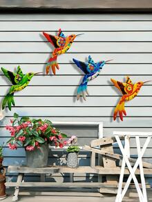 1pc/4pcs Vibrant Metal Hummingbird Wall Art Decor, Suitable For Indoor/Outdoor Decoration, Balcony, Patio, Fence, Wedding Party, Home Decor - Gift For Bird Lovers - A - View 5