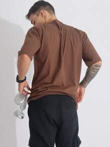 Kit 2 Men's Oversized T-Shirt Streetwear Plain Cotton Basic Collar - Brown/Black - View 7