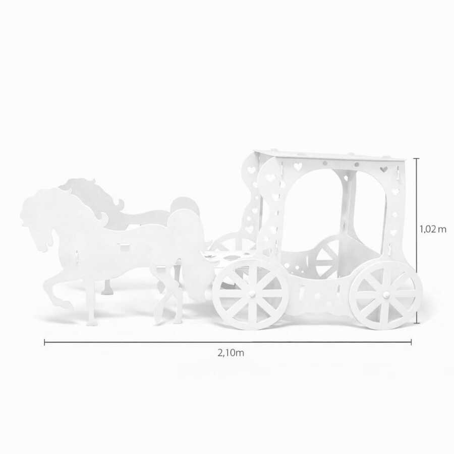 Colorful MDF Cart, Carriage, And Horse For Party Decoration - Choose Your Color - Branco - View 1
