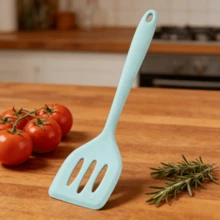 1/2pcs Heat Resistant Mini Silicone Spatula, Small Slotted Rubber Flipping Tool For Cooking Eggs/Fish/Pancakes, Kitchen Utensils (Green/Pink) - Mint Green - View 8