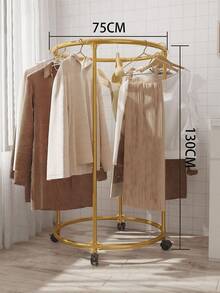 1pc Thickened Rotary Clothes Hanger Rack, Floor-Standing Drying Rack With Wheels, Easy Clothes Storage And Display, Suitable For Home And Retail Spaces, Available In Gold, Black, White, Multi-Functional Metal And PP Rack With Wheels - Ideal For Rooms, Living Rooms, Balconies, Offices - Multicolor - View 3