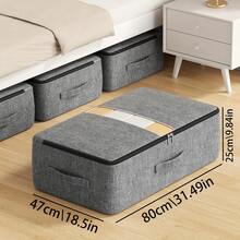 1pc Large Rectangular Under-Bed Storage Bag, 4 Sizes Available, See-Through, With Handles, Grey, Waterproof, Multi-Purpose Organizer Box, Suitable For Bedroom Decor, Boxes, Cabinets, Outdoor Storage Racks, Christmas Decorations, Affordable Christmas Gift - Dark Grey - View 13