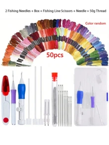 1 Set DIY Embroidery Punch Needle Kit With Storage Box, Includes Cross Stitch, Embroidery Pen, Embroidery Thread, Clothing Embroidery Needles, Sewing Tools (Random Color), Suitable For Beginners, Holiday Gift - Color - View 15