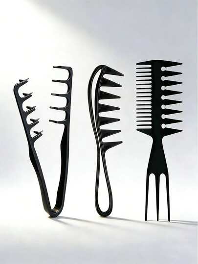 Men'S Salon Hair Styling Comb Set, Including A Wide-Tooth Comb For Textured Hairstyles, A Comb For Pompadour Styles, A Styling Comb