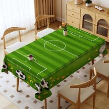1pc Football Theme Printed Tablecloth, Green Background With Football Pattern, Suitable For Indoor/Outdoor Party And Home Decor, Rectangular Dining Table Cover - Multicolor - View 11