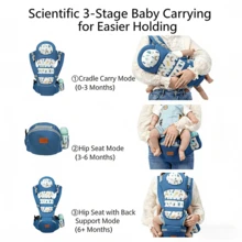 4-In-1 Baby Carrier Waist Stool, Lightweight Multifunctional Infant Carrier For Outdoor Use, All Seasons - Royal Blue - View 9