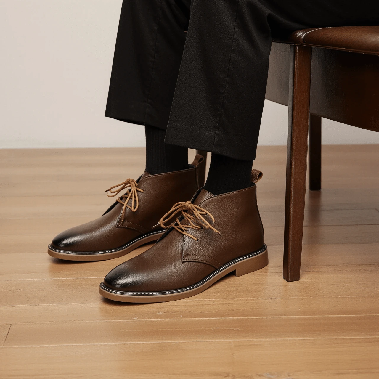 Men's Desert Boots, Classic Retro Derby Boots, Casual Commuter Ankle Boots - Brown - View 1