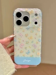 Cute Flower Heart Shape Phone Case Compatible With IPhone 17 Pro Max, 17 Pro, 16, 15 Pro Max, Lovely Floral Anti-Drop Soft Shell - White - View 2