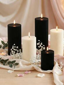 Roman Column Striped Candle, Creative Candle, Modern Home Decor For Bathroom, Living Room, Ideal For Wedding, Party, Spa, Dinner, Home Decoration, Church, Birthday, Date - Striped Wax - View 1