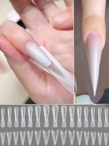 240 Peças Novo Conjunto de Extensão de Unhas Cristal Longa e Pontuda, Adequado para Técnicos de Unhas e Entusiastas de Arte de Unhas. Fácil de Operar, Cria Rapidamente Formas de Unhas Longas e Pontudas, Unhas Caixão e Vários Designs de Arte de Unhas. Feito de Material ABS, Adequado para Técnicos de Unhas e Entusiastas de Arte de Unhas Criarem Rapidamente Manicures - Multicolorido - Visão 2