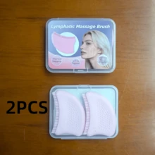 New Lymphatic Contour Face Brush, 1pc/2pcs Silicone Pink Facial Contour Brush For Shaping And Lymphatic Massage, Eye & Neck Care - Multicolor - View 11