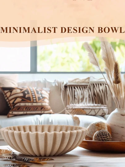 Large Decorative Bowl, White Decorative Bowl, Home Decor - Ruffle Bowl - Wave Bowl - Wavy Rim Bowl - Fashionable Key Bowl, Suitable For Placing On Entryway Table