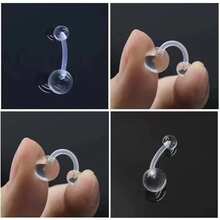 8个14G孕妇肚脐环，女士肚脐穿刺环，透明肚脐环，长度10毫米-38毫米 - 無色 - 查看 5