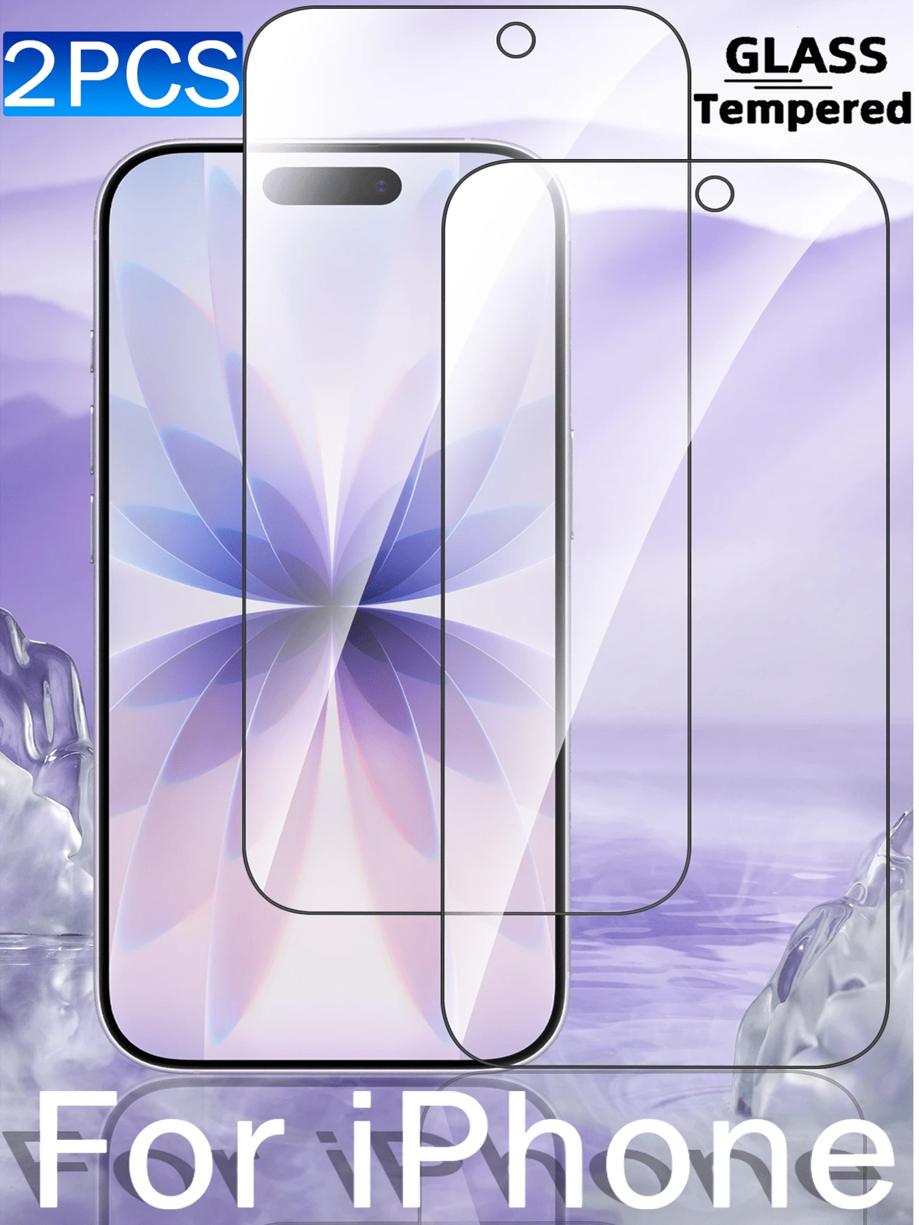 2pcs Black Frame Full Coverage 9H Tempered Glass Screen Protector Compatible With IPhone 17 16 15 14 13 12 11 Pro Max 17e 16e XR XS Max Se2 Se3 8 7 6 Plus - High Definition Clear, Anti-Scratch, Anti-Fingerprint, Bubble-Free - Clear - View 1