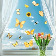 1/5pcs Reusable Pink Butterfly Window Stickers, Double-Sided Electrostatic Adsorption, Suitable For Bedrooms, Living Rooms, Kitchens, Bathrooms, Classrooms, And Home Decor. - Multicolor - View 4