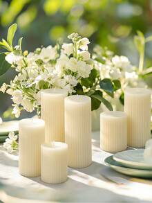 Roman Column Striped Candle, Creative Candle, Modern Home Decor For Bathroom, Living Room, Ideal For Wedding, Party, Spa, Dinner, Home Decoration, Church, Birthday, Date - Striped Wax - View 7