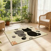 1 pieza Felpudo de entrada/baño con diseño de gato de dibujos animados/Felpudo antideslizante y fácil de limpiar para balcón/Silueta adorable de gato/Felpudo decorativo para el hogar/Felpudo de baño/Felpudo de entrada, dormitorio y mesita/Felpudo con huella de gato resistente a la suciedad y lavable/Felpudo de entrada universal para todas las estaciones - multicolor - Ver 1