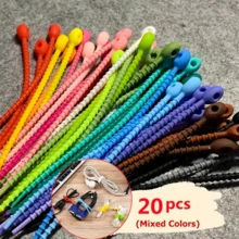20个可重复使用的硅胶理线带，彩色线夹，适用于耳机、充电器、数据线和其他线缆，是居家、办公和旅行收纳的理想之选。 - 彩色 - 查看 6