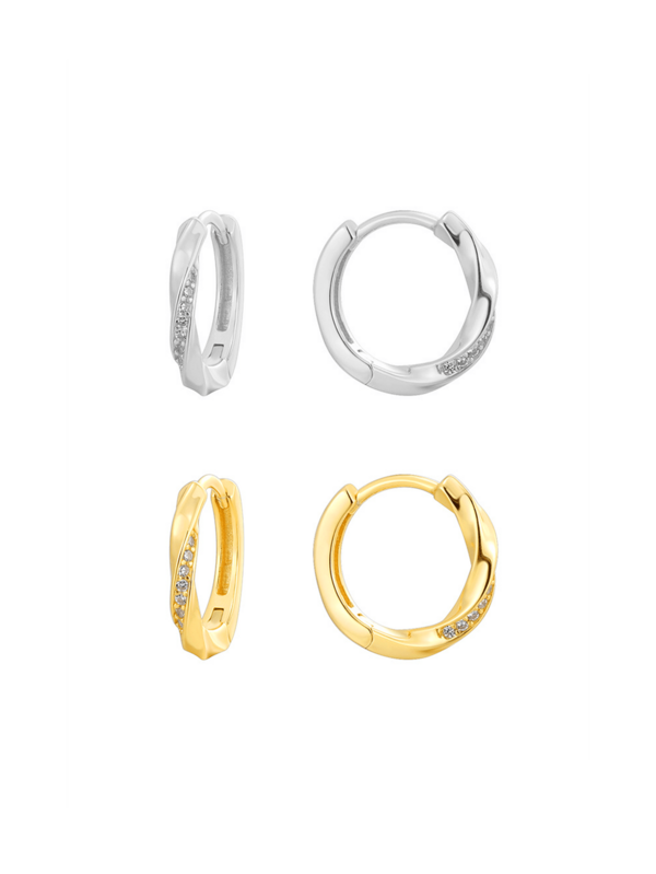 Bông tai hình nhẫn Mobius tối giản bằng bạc Sterling 925 đính đá Cubic Zirconia, dài 1.7cm, thích hợp để đeo khi đi làm.