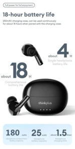 Lenovo Thinkplus LP5 PRO 无线蓝牙 5.4 耳机 TWS HiFi 音质游戏耳机 LP5Pro 运动耳机 超长待机带麦克风 - 鐵灰色 - 查看 9