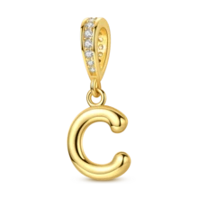 1个A-Z字母吊坠，金色LOVE字母垂坠吊坠，适配原装手镯，DIY首饰礼物 - 金黃色 - 查看 33