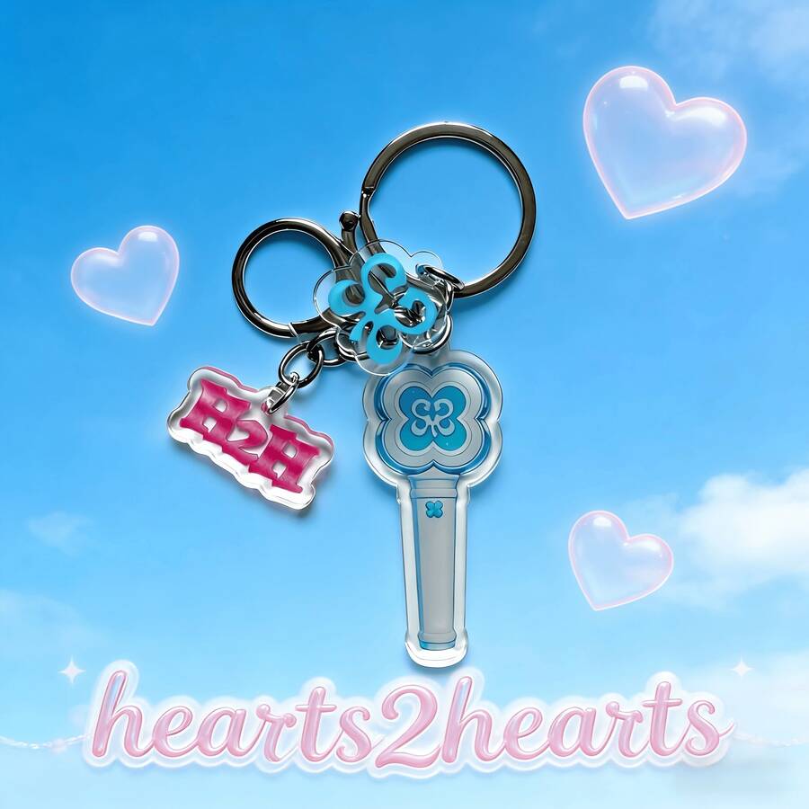 Hearts2Hearts H2H Logo Keychain - Cute K-Pop Light Stick Keyring, Transparent Acrylic Keychain For Fans Collection - Multicolor - View 1