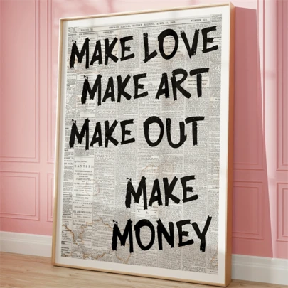 1 Tranh nghệ thuật trang trí hiện đại trên vải canvas - Chủ đề "Tình yêu và Nghệ thuật", Tranh treo tường chủ đề chữ cái trang nhã, Thích hợp cho phòng khách, phòng ngủ, văn phòng tại nhà, lớp học - Tranh chân dung mực tàu treo tường trong nhà, Tranh nghệ thuật cô gái thời trang, Tranh trích dẫn truyền cảm hứng, Trang trí nhà cửa, Tranh treo tường bằng vải canvas