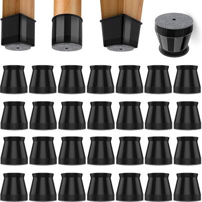 8/16/24 Pieces Of Table And Chair Leg Covers, Round Black Gray Chair Leg Floor Protectors, Durable Materials, Hardwood And Laminated Floor Protection, Anti Slip, Scratch Resistant, Noise Reducing, Easy To Install, Easy To Disassemble, Washable, Family Maintenance, Durable And Stylish Design, Suitable For Rectangular And Cylindrical Chair Legs