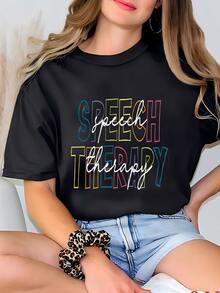 Womens Cute Speech Therapy Sweatshirt, Speech Pathologist Shirt, Slp Shirt, Speech Therapist Shirt, Slp Gift, Slpa Shirt, Speech Therapy Shirt T-Shirt - 黑色 - 查看 2