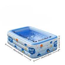 Large Inflatable Swimming Pool, Oval Outdoor Pool With Durable PVC Material, Ocean Theme Print, Festival Gift, Summer Carnival, Water Park - Multicolor - View 5