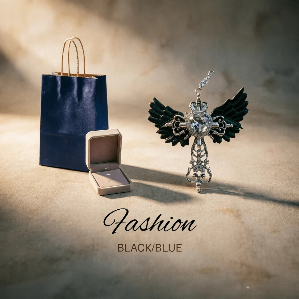 哥特前卫独特女士Y2K原创设计颈链 - 天使十字架宣言项链，亚文化金属多层可调节毛衣链，适合送礼、万圣节、音乐节、派对、约会、聚会、日常佩戴、角色扮演、主题派对和俱乐部活动 - Y2K項鍊 - 查看 1