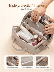 2pcs Cosmetic Bag Set, Large Capacity Dustproof Portable Makeup Bag, Makeup Brush Organizer, Multi-Functional Travel Toiletry Bag - Multicolor - View 4